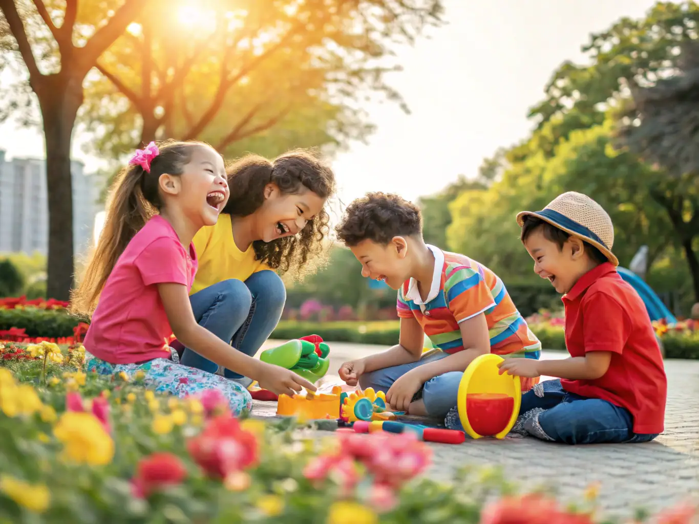 A group of children smiling and playing in a safe and supportive environment, representing an upcoming event focused on child welfare.