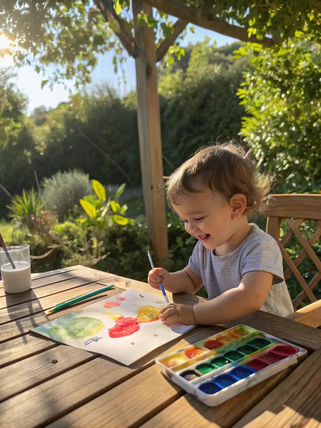 A child engaged in a creative activity, such as painting or drawing, within an SOS program, emphasizing the importance of creative expression.